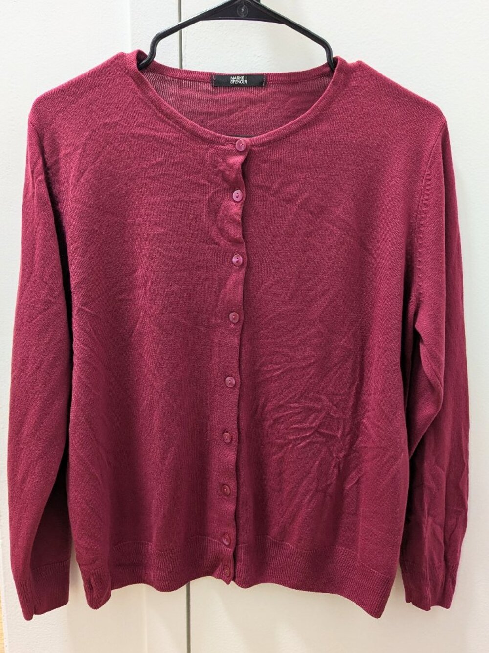 Marks & Spencer Twee Crimson Pink Knit Long Sleeve Button Up Cardigan Size US 14